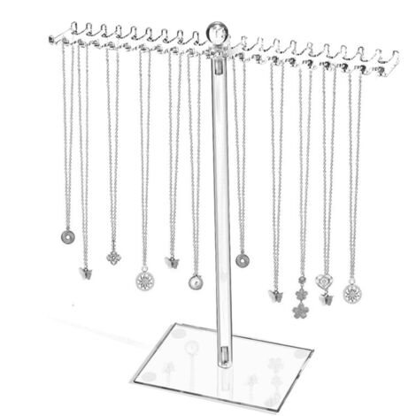 Présentoir à bijoux en acrylique, présentoir à bracelets en acrylique, Support d’affichage de bijoux, Support de collier transparent, organisateur de collier avec 42 crochets pour boucles