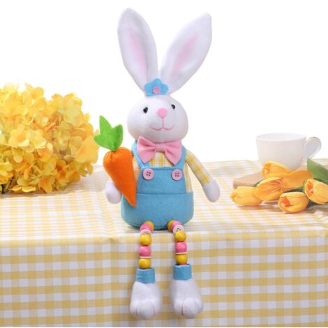 Lapin De Pâques - Peluche Décorative de Pâques Lapin Ornement de Table Centre - pour Filles Garçons Chambre Bureau Cheminée Étagère Fenêtre Fêtes et Maison