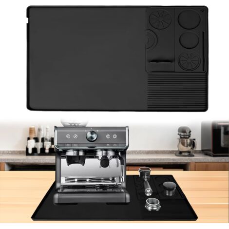 Tapis Machine à Café et Tapis à Tasser, D'égouttement en Silicone Accessoires de Bar à Café, Facile à Nettoyer, pour Machine à Café, Tasse et Plats (60 X 40 Cm) (Noir)