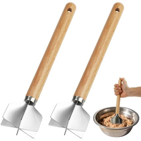 2 Pièces Hachoir à Viande pour Hamburger, Ustensile de Hachoir à Viande Hachée Multifonction Hachoir à Boeuf pour Hamburger, en Acier Inoxydable, pour Viande de Hamburger, Boeuf Haché, Dinde