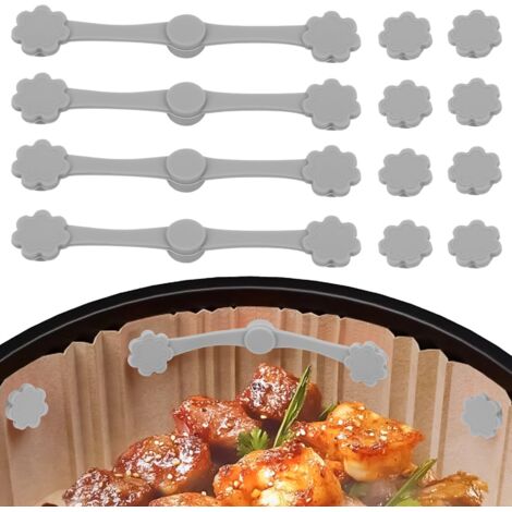 Lot de 4 Boucle Magnétique en Silicone pour Friteuse à Air, Ensemble D'aimants pour Friteuse à Air, Aimants Air Fryer pour Papier Parchemin, Protection Panier Contre les Rayures (Petites Fleurs) (1/5)