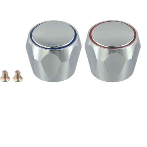 Lot de 2 poignées de robinet de rechange pour robinet chaud et froid, chromé, pour remplacer les robinets usés pour robinets de salle de bain et de cuisine (1/5)