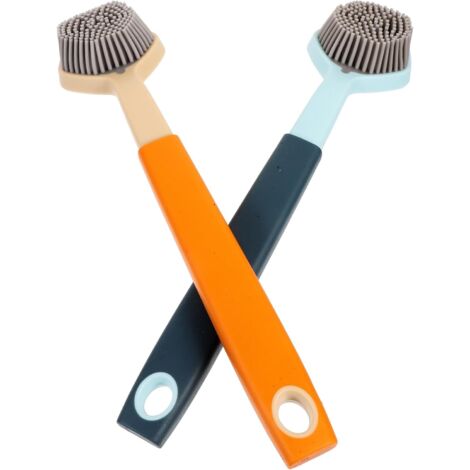 2pièces Brosse De Nettoyage Longue Manche pour Cuisine Ustensiles De Nettoyage Non-glissants pour Vaisselle Et Casseroles