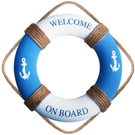 Bouée de sauvetage nautique de 30 cm - Décoration murale pour porte de maison (bleu) (1/5)