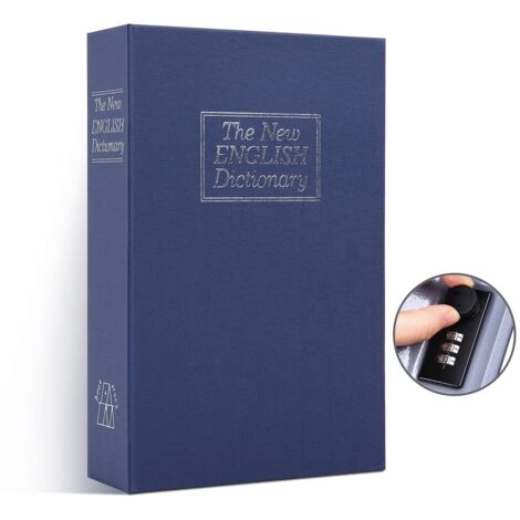 Coffre Fort Secret, Ohuhu Coffre Fort Discret pour Dictionnaire avec Verrou à Combinaison, Coffre-fort en Forme de Livre, Cachette Secrete pour Espèces, Bijoux et Clé, Cadeau pour Famille Amis
