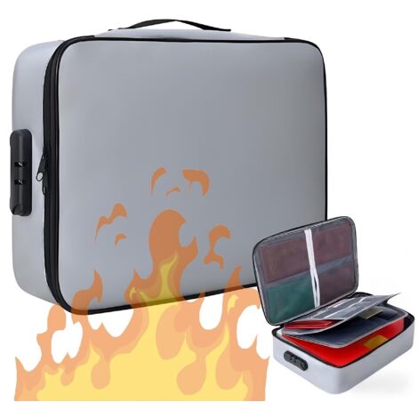 Boîte à Documents Ignifuge avec Serrure – 36,8 x 27,9 x 10,2 cm, Grande capacité, Sac à Documents Ignifuge, boîte de Rangement verrouillable résistante à l'eau pour passeports, certificats