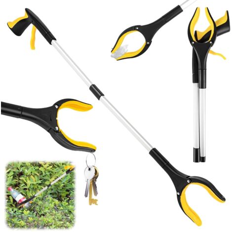 Outils de Ramassage, 82cm Pince Telescopique Ramasse Objet en Aluminium pour Seniors avec Mâchoire Antidérapante Rotative à 360°, Aide à la préhension pour la Collecte des Déchets (Jaune) (1/5)