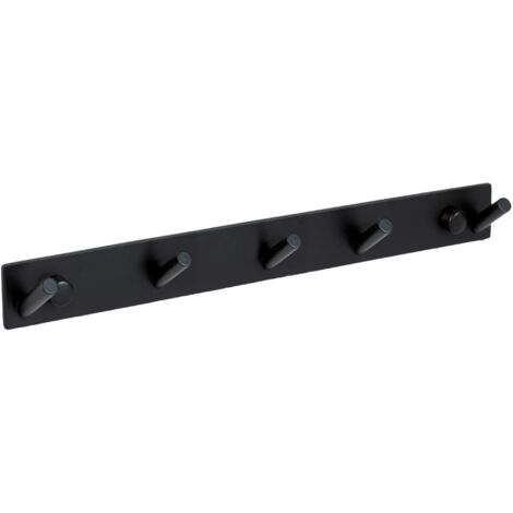 Porte-Serviettes en Acier Inoxydable en Noir - Porte-Crochet Salle de Bain (Acier Inoxydable (Noir), 5 Crochets) (1/5)