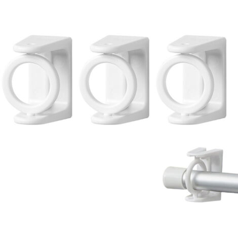 6Ensemble support de tringle à rideaux et anneau de suspension, sans perçage - convient à toutes les surfaces lisses et planes (1/5)