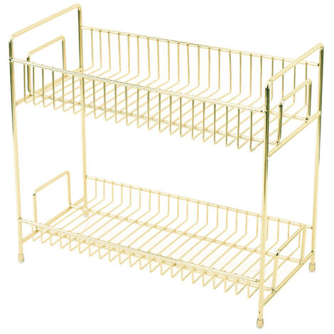 Étagère de rangement à double niveau, idéale pour le rangement sur le plan de travail de la cuisine ou de la salle de bain (1/5)