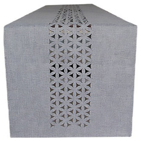 Chemin de table à découpes perforées à angle plat - une seule couche, gris clair - 35 x 183 cm (1/5)