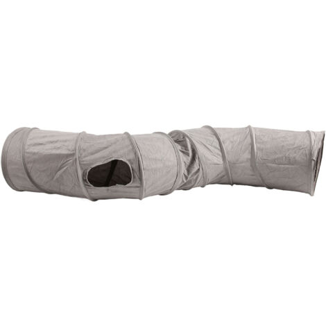 Tunnel pour chat - Jouet interactif pliable et couineur - Gris (1/5)