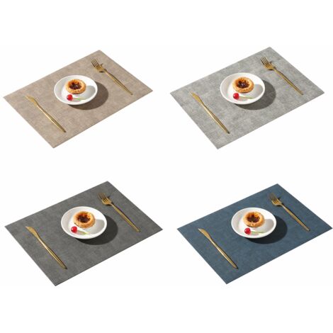 4Set de table carré en cuir Zhang Buwen-gris+Gris foncé+bleu foncé+brun clair (1/5)