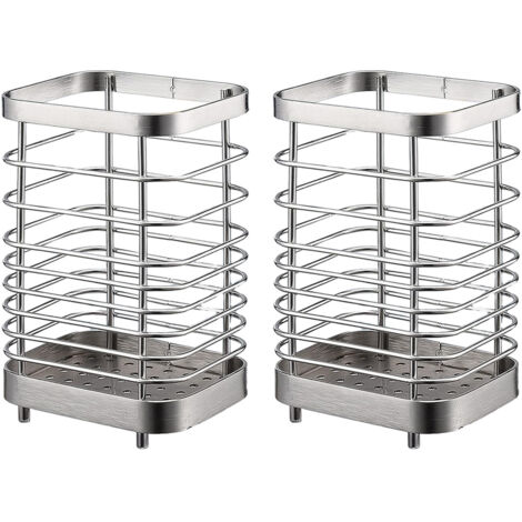 2Étagère de rangement pour ustensiles de cuisine, en acier inoxydable (1/5)