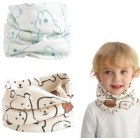 2 Pcs Écharpe Cache-cou Enfants Coton Automne Hiver Écharpe Bébé Boucle Cache-cou Foulards Bébé Filles et Garçons