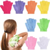 8 Paires Gant Exfoliant Corps, Gants Gommage Corps Doux Gant Exfoliant Visage pour Hommes Femmes Et Enfants Gants De Bain à Cinq Doigts pour Exfoliation Douche