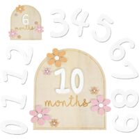 1 Pcs avec Points de Colle, carte etape bebe, Style Floral, en Bois, Etape Bebe, Accessoires Photo pour Nourrissons de 0 à 12 Mois, Enregistrement de Croissance, Mois Par Mois, Accessoires Bebe