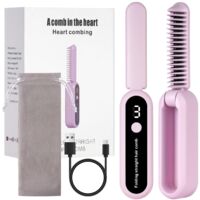 Brosse Lissante Cheveux, Mini et Pliable Lisseur Cheveux Brosse Rapide Des, Lisseur Chauffant Peigne À Cheveux Lisseur Barbe Homme, 9 Températures Réglables, Portable, Chauffage Rapide