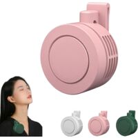 Portable Silent Mini Bladeless Electric Fan, Mini Clip on Fan, Portable Bladeless MiniFan Clip On, Adjustable 3-Speed Suspended Waist Fans for Outdoor & Travel (2: Pink)