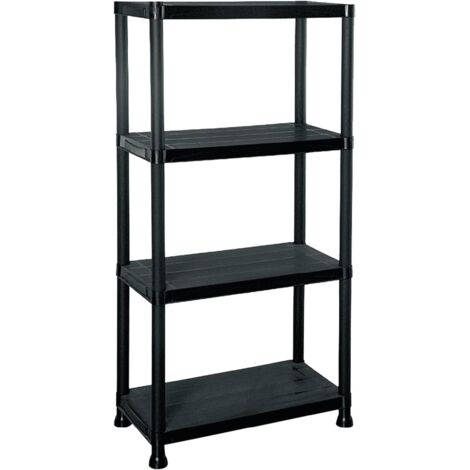 Estantería Almacenaje Resina 4 Baldas 60x30x133 cm Fabricada en Plástico Polipropileno Reciclado Resiste 25 Kg por Estante / Hasta 100 Kg Incluye Fijaciones a Pared Multiusos Hogar Trastero Cocina THW