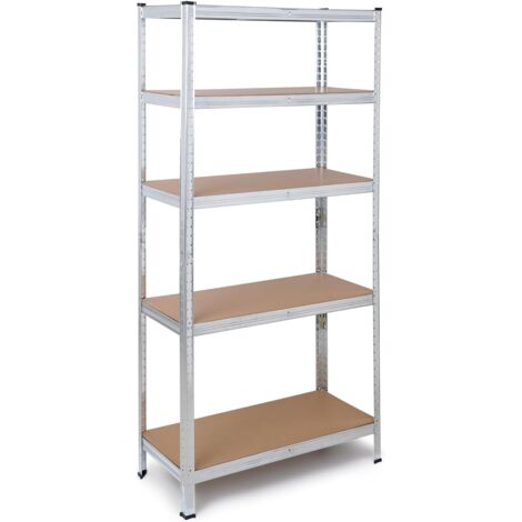 Estantería Metálica Galvanizada 180x90x40cm Almacenaje 5 Baldas Ajustables MDF, Montaje sin Tornillos Uso Garaje Oficina Taller Despensa The HomeWeeks