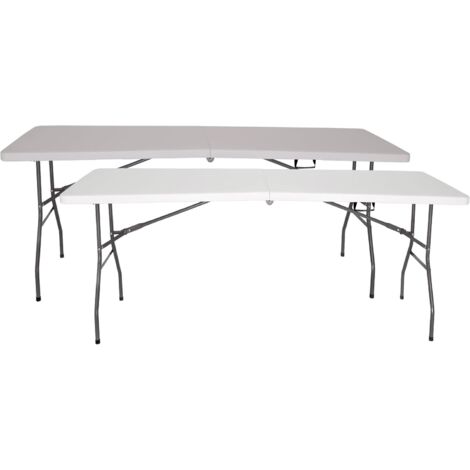 Pack 2 Mesas Plegables Normativa Uso Público Solid 180 x 70 x 74cm Portátiles. Tablero HDPE 3,5cm 6/8 Adultos. Multiusos Jardín/Catering The Homeweeks