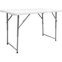 Mesa Plegable Uso público Solid 120 x 60 x 48/61/74cm Altura Regulable. Portátil, Tablero HDPE 4 Adultos, Multiusos Jardín Catering The HomeWeeks