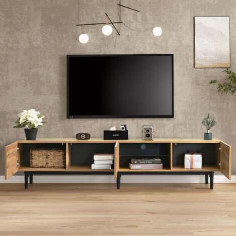Meuble TV moderne avec grain de bois, lumières LED variables, 175 (L) x 31 (L) x 41 (H) cm --SUNFECILI (1/5)