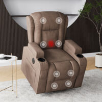 Fauteuil Massant,Siège Massant, fauteuil massant 8 points avec chauffage lombaire, inclinable 160°, avec ports USB, porte-gobelets,prise EU,Brun