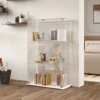 Vitrine en Verre,Vitrine Armoire pour Collection avec Portes,avec Serrure,Lumière LED,2 portes,3 étages,78.5×35×123 cm,Blanc