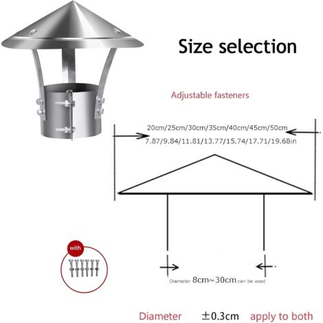Edelstahl Schornsteinabdeckung | Outdoor Dach Ofen  Produktbild-Vorschau 7