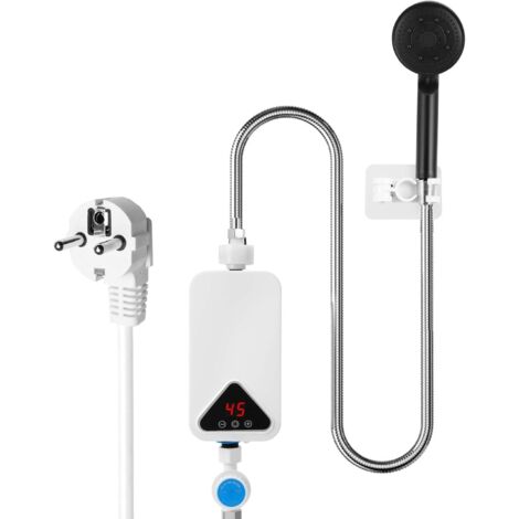 5500W Durchlauferhitzer mit Duschset, 220V Durchlauferhitzer mit LCD-Digitalanzeige und Touch-Tasten, geeignet für Dusche, Badezimmer, Küche usw.