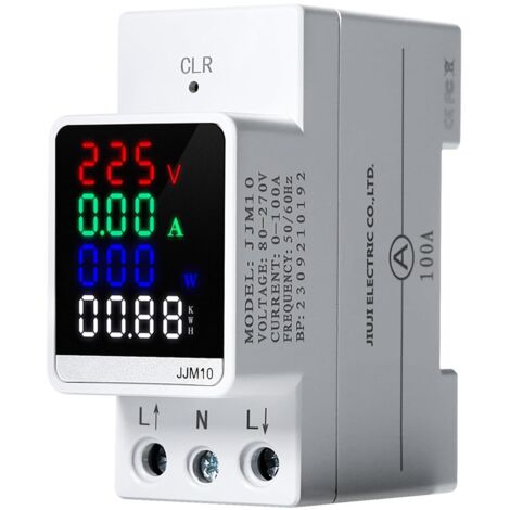 Stromzähler, AC80-270V 100A einphasig, digitaler Energieverbrauchsmonitor, DIN-Schienen-Stromverbrauchsmonitor zur Spannungs- und Stromversorgung