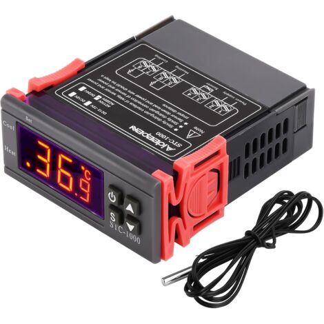 STC-1000 Temperaturregler, AC 110V-220V 10A Digitalthermostat mit 10K NTC-Temperaturfühler, Heizen/Kühlen für Fermentation