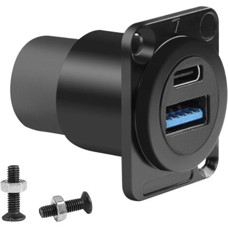 USB 3.0 und USB C Einbauadapter 3.1 – Fester Einbau-USB-A- und USB-C-Buchse-auf-Buchse-Daten- und Ladeanschluss für XLR/D-Typen (1/5)