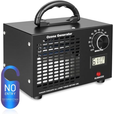 Ozongenerator, Hochleistungs-Ozongerät 60000 mg/h, Luftreiniger mit Temperatur- und Feuchtigkeitsanzeige und 120-Minuten-Timer für 320㎡ Zimmer