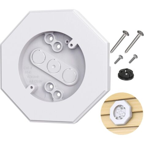 Montageblock-Set für Vinyl-Fassadenverkleidungen mit integrierter Elektrodose – Vertikale Montageplatte für Fassadenbeleuchtung 8141 – Ideal für 1/2"-Überlappung – Weiß, 2er-Pack