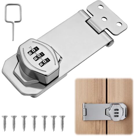 4-Zoll-Kombinationsschloss für Schränke, Schranktürschloss mit Code, Metallschrankschloss mit Code für Türen, Kleiderschränke, Fenster, Garagen, Gärten, Silber