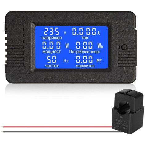 kWh-Tester, PZEM-022 Digitales Wechselstrom-Energiemessgerät, Spannungs- und Leistungsmesser mit Anzeigefeld, Amperemeter und Voltmeter mit geschlossenem Stromwandler (100 A)