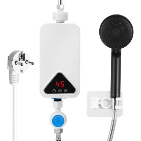 Durchlauferhitzer, 220 V, 5500 W, Mini-Elektro-Durchlauferhitzer, 30–55℃ Elektrischer Durchlauferhitzer mit einstellbarer Temperatur und LED-Anzeige für Küche und Bad (RYK-009)