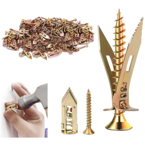 100 selbstbohrende Dübelschrauben, selbstbohrende Dübel und Schraubenset für Reparaturen an Nass- und Trockenbauwänden, 12 x 40 cm