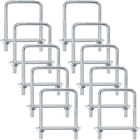 10 Stück M6 U-Bügel 50 x 80 mm Edelstahl-U-Bügel mit Muttern und Rahmenplatte zur Befestigung von Rohren, Fahrzeugen, Booten und Sanitäranlagen an Anhängern