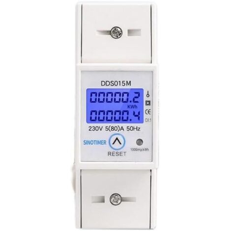 220-V-Stromzähler, Energieverbrauch, 50-Hz-Digital-LCD-Einphasen-Energiezähler (Wattmeter), DIN-Schienenmontage mit Hintergrundbeleuchtung, misst den Stromverbrauch von 5–80 A bei 230 V.