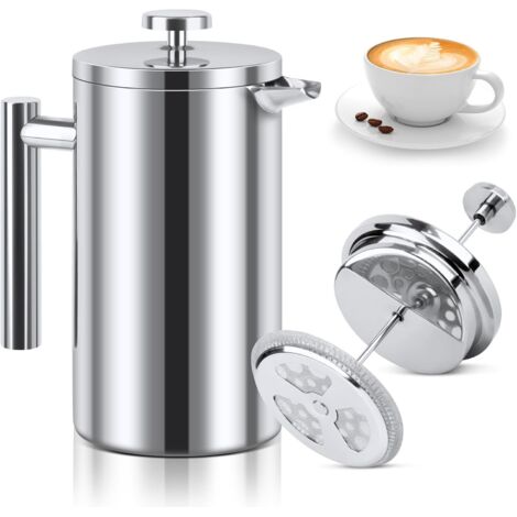 French-Press-Kaffeemaschine, 1000 ml, Edelstahl, doppelwandig isoliert, für Zuhause, Camping und Büro