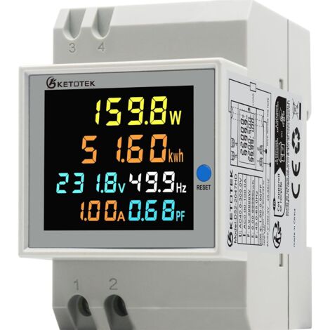 Einphasen-Energiezähler, digitaler Wechselstromzähler 40–300 V, 100 A, Einphasen-Wattmeter, DIN-Schienen-Zähler, Watt, kWh, Voltmeter, Amperemeter