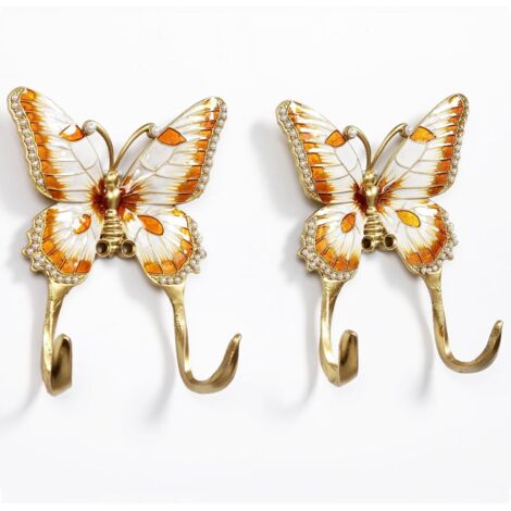 2er-Pack Metall-Wandhaken in Schmetterlingsform, dekorative Vintage-Haken im Antik-Stil, robuste Türhaken zur Organisation