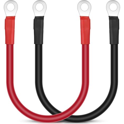 30cm langes Starthilfekabel für Autobatterien,2Stück Batteriekabel, rotes und schwarzes Wechselrichterkabel, M10 Starthilfekabel, 12V Hochleistungs-Kupferkabel für Auto, LKW und Motorrad, 16mm² 5AWG