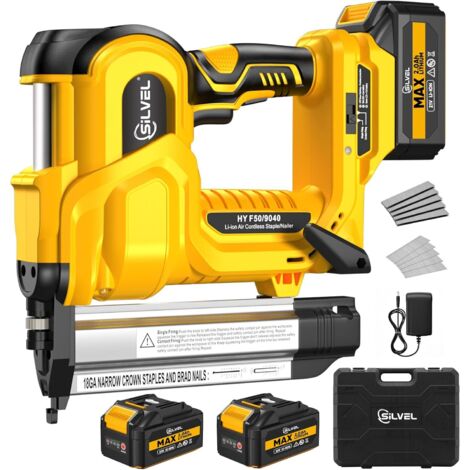 2"-Akku-Nagler, 2-in-1-Elektro-Nagler (21 V) mit 2 x 2,0-Ah-Akkus, 1000 Nägeln, 18-Gauge-Klammern, einstellbarer Nageltiefe für Holzbearbeitung und Heimwerkerprojekte