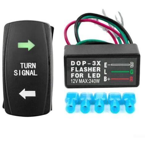Kompaktes Wippschalter-Blinker-Set für ATVs und Motorräder. Einfache Verkabelung.