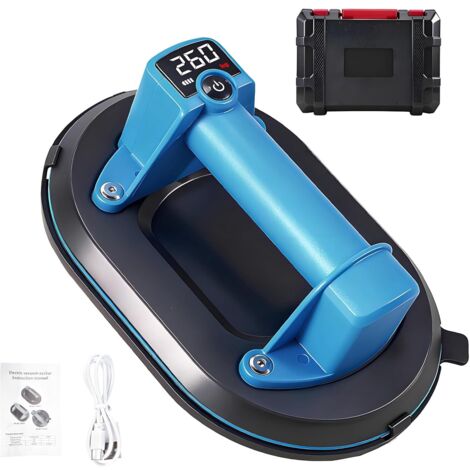 Saugnapf für Fliesen, tragbarer, akkubetriebener Saugnapf (260kg Tragkraft), LED-Anzeige, integrierter 3000mAh-Akku, USB-Typ-C-Ladeanschluss, elektrischer Saugnapf für Fliesen, Glas, Terrassenplatten (1/5)